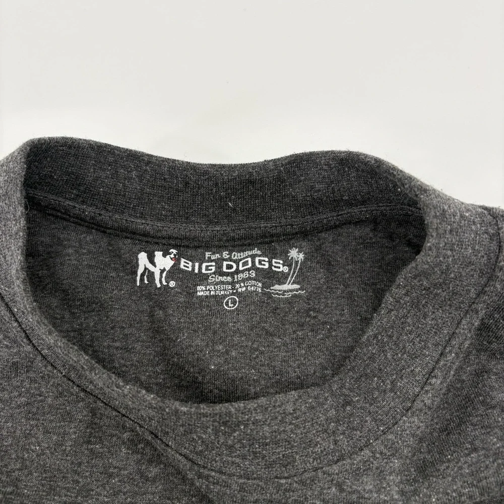 Big‎ Dogs T Shirt Men Large Gray You Do It Long Sleeve Embroidered Pocket Y2K